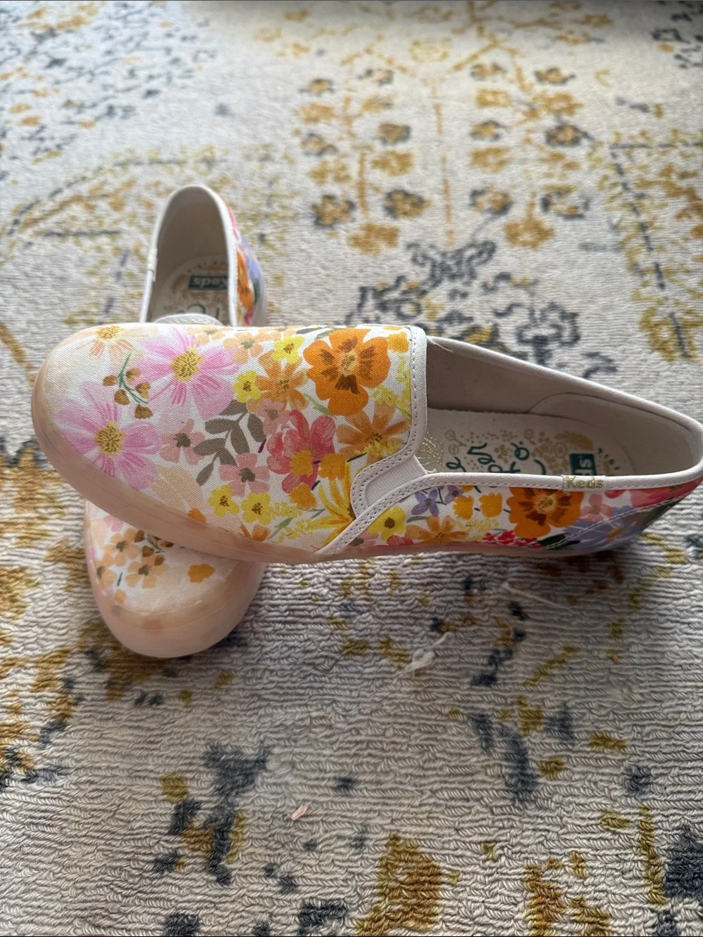 Keds Slip-On Sneakers with Pink, Yellow & Orange Floral Print- Rifle Paper - Picture 2 of 4